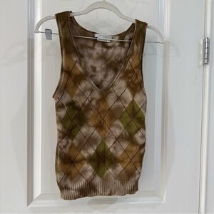 To the Max Brown and Green Argyle Knit Vest
